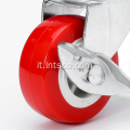 Piccole rotelle del gambo filettato in PVC rosso del freno del freno